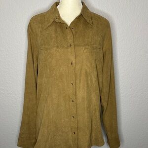 Columbia Women’s Tan Pearl Snap Faux Suede Long Sleeve Shirt Western L